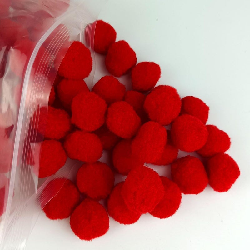 FKEYTO 200 Pieces Pom Poms, 1 Inch Craft Pom Poms, Fuzzy Pompom Puff Balls for DIY Arts, Crafts Projects, Home Decorations (Red) - Image 4